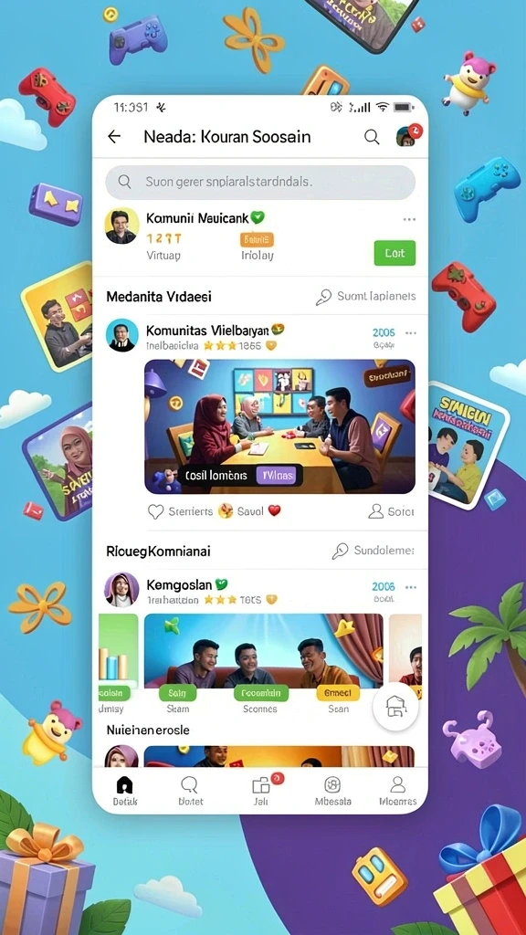 Fitur komunitas untuk berinteraksi dengan pemain lain.